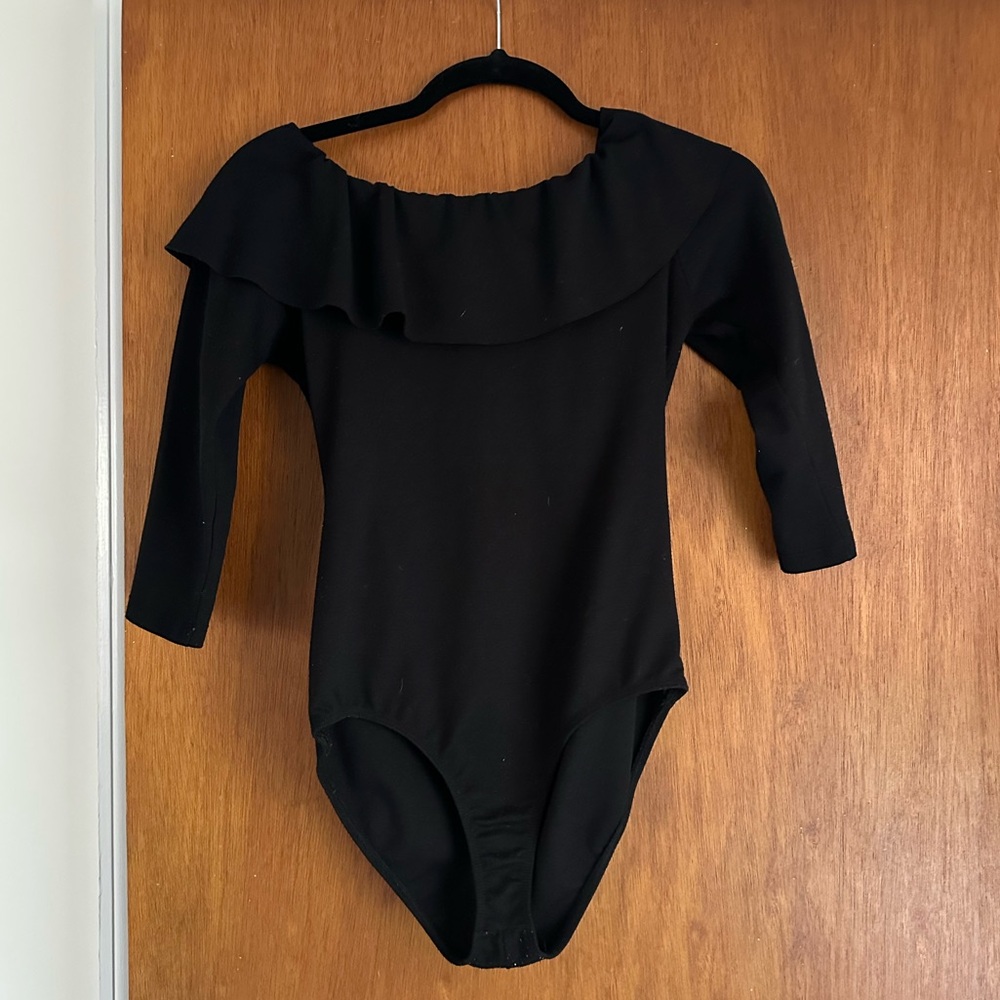 Zara Black ruffle off the shoulder body suit